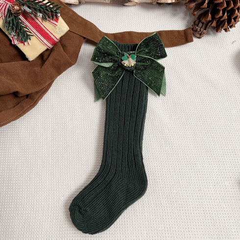 Baby Bow Christmas Socks Barrel Wool Socks Six Pairs